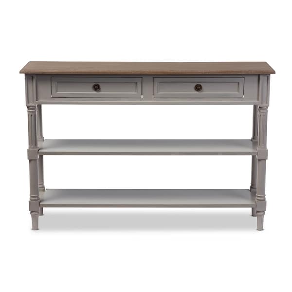 Baxton Studio Edouard White Wash Distressed Two-tone 2-drawer Console Table 121-6655 - main